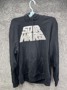 Disney Star Wars Hoodie Adult Large Black Raised Letters & Graphic On Back